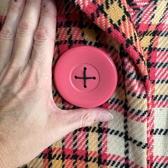 Plaid Pink and Cream Women's Coat - Vintage - CAPRI New York - L/XL 3/5 sleeve - Picture 3 of 6